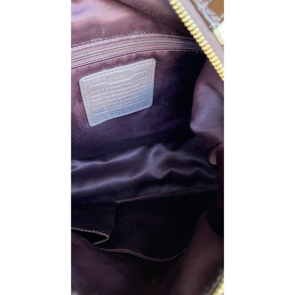 Vintage COACH Ashley Scarf C's Print LARGE Satchel Purse Bag Orange Purple - Picture 14 of 14